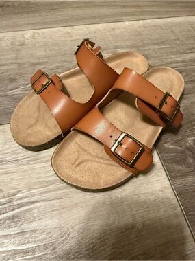 Cat & Jack Tan Double-Buckle Slide Sandals for Kids
